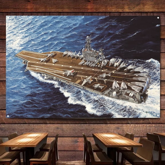 USS Theodore Roosevelt (CV-71) Aircraft Carrier Battleship Wall Art Banners Hanging Flags Wall Chart Warship Art Poster Canvas Print Art Painting Home Decor Tapestry Best Gifts 0,38X57 inches
