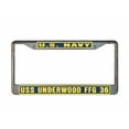 thumbnail image 1 of USS UNDERWOOD FFG 36 License Plate Frame Gold Chrome Metal Military Navy USN 1 Car Truck RV F001, 1 of 1