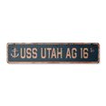 thumbnail image 1 of USS UTAH AG 16 Vintage Plastic Street Sign us navy ship veteran sailor gift | Indoor/Outdoor | 24" Wide, 1 of 4