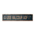 thumbnail image 1 of USS VALCOUR AGF 1 Vintage Aluminum Street Sign us navy ship veteran sailor rustic metal tin gift | Indoor/Outdoor | 30" Wide, 1 of 4