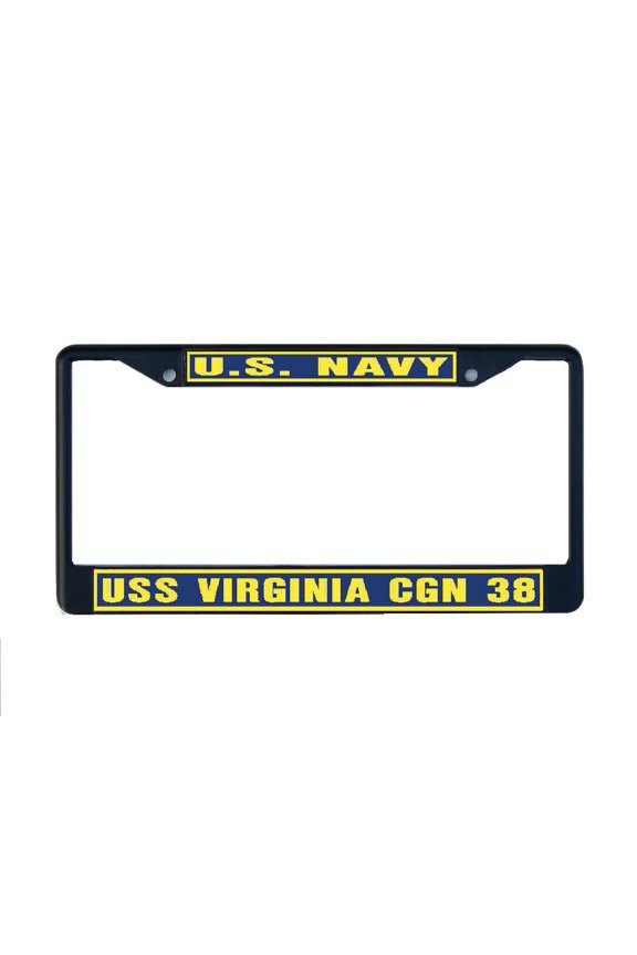 USS VIRGINIA CGN 38 License Plate Frame Black Metal Military Navy USN Car Truck RV F001
