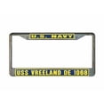 thumbnail image 1 of USS VREELAND DE 1068 License Plate Frame Gold Chrome Metal Military Navy USN 1 Car Truck RV F001, 1 of 1
