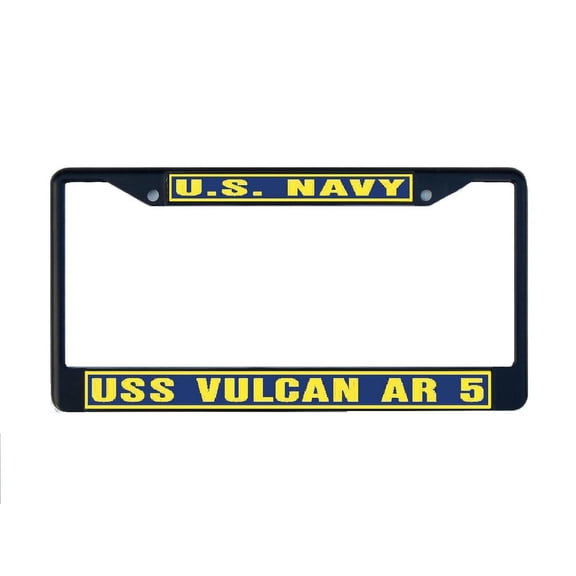 USS VULCAN AR 5 License Plate Frame Black Metal Military Navy USN Car Truck RV F001