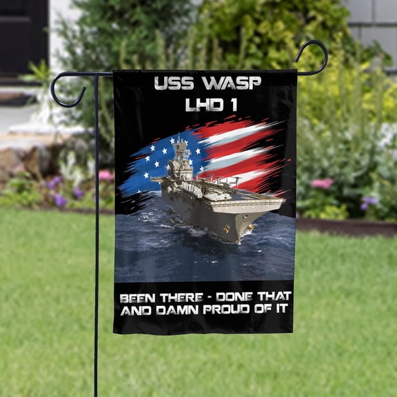 USS-WASP-LHD-1 Veterans Day, Flag Ship 4th of July , Patriotic Flag Garden Flag, Double-Sided Decorative Outdoor Flag, Patriotic Polyester Yard Flag 12 x 18 in