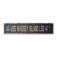 thumbnail image 1 of USS WHIDBEY ISLAND LSD 41 Vintage Aluminum Street Sign us navy ship veteran sailor rustic metal tin gift | Indoor/Outdoor | 30" Wide, 1 of 4
