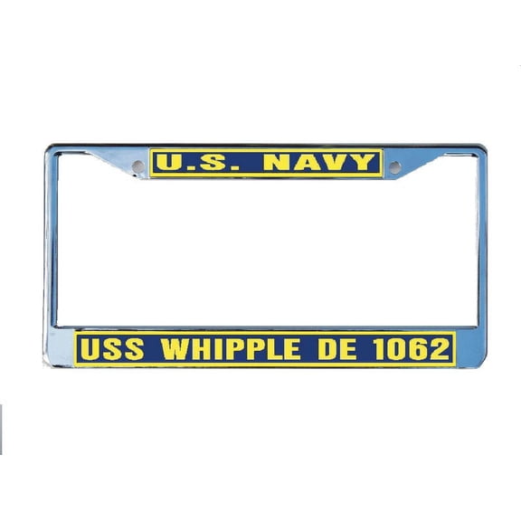 USS WHIPPLE DE 1062 License Plate Frame Chrome Metal Military Navy USN Car Truck RV F001.