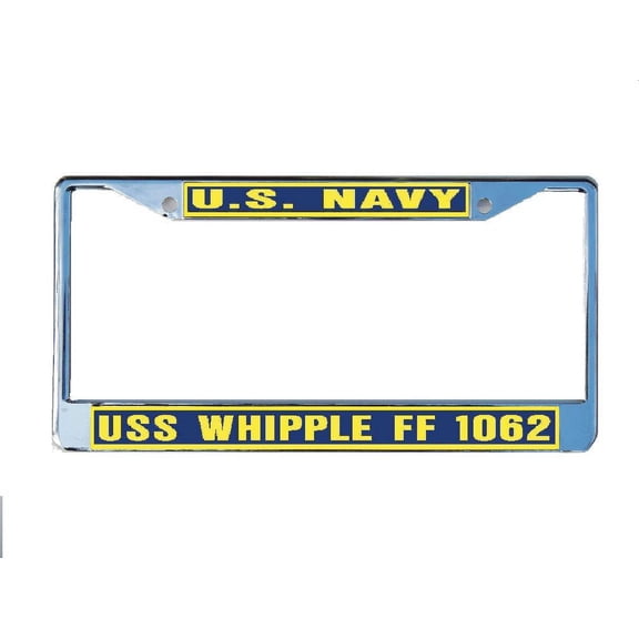 USS WHIPPLE FF 1062 License Plate Frame Chrome Metal Military Navy USN Car Truck RV F001.