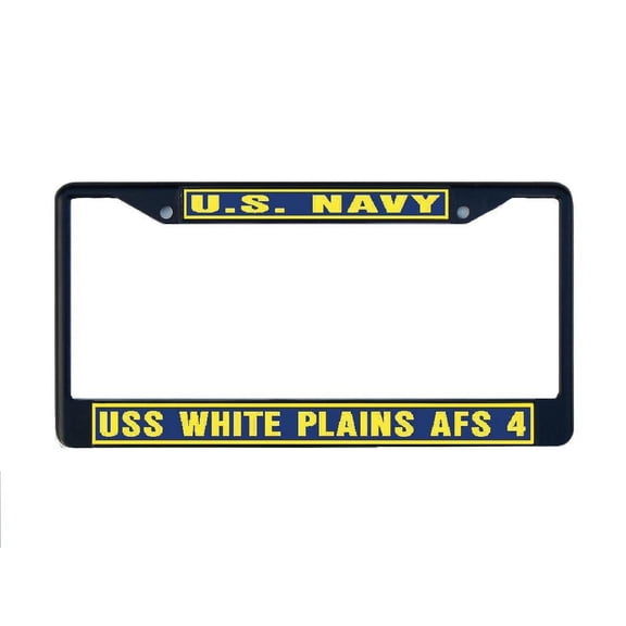 USS WHITE PLAINS AFS 4 License Plate Frame Black Metal Military Navy USN Car Truck RV F001