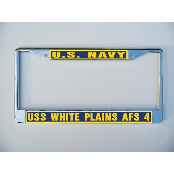USS WHITE PLAINS AFS 4 License Plate Frame Chrome Metal Military Navy USN Car Truck RV F001