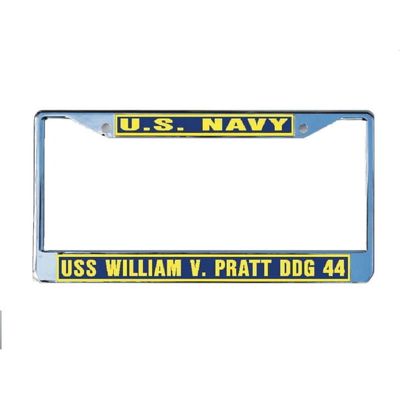 USS WILLIAM V PRATT DDG 44 License Plate Frame Chrome Metal Military Navy USN Car Truck RV F001.