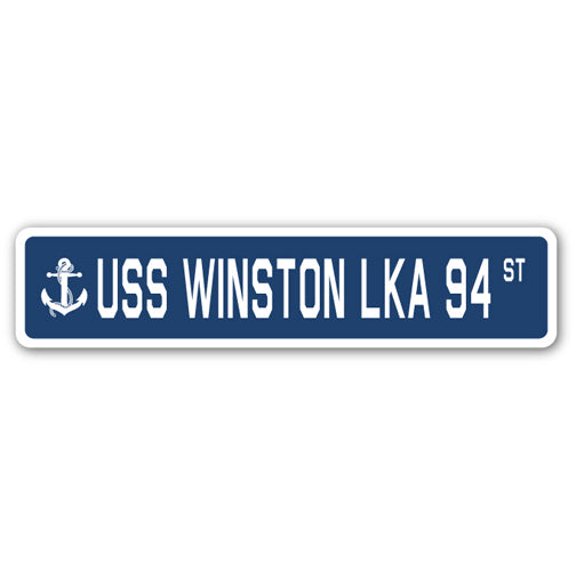 USS WINSTON LKA 94 Street Sign us navy ship veteran sailor gift