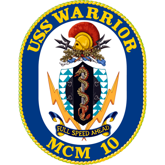 USS Warrior MCM-10 Badge Sticker Decal Avenger Class Mine countermeasures ship Car Sticker Bumper Sticker for Car Emblem - 4 inch