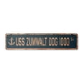 thumbnail image 1 of USS ZUMWALT DDG 1000 Vintage Aluminum Street Sign us navy ship veteran sailor rustic metal tin gift | Indoor/Outdoor | 30" Wide, 1 of 4