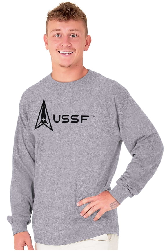USSF Classic US Space Force Logo Unisex Plus Size Long Sleeve Tee Shirt Brisco Brands 3X