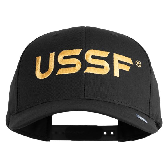 USSF Gold Letter Embroidered Retro Cotton Blend Snapback Cap - Black OSFM