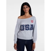 U.S. Soccer Federation Women's Americana World Cup Off Shoulder Sweatshirt, Sizes XXS-XXL