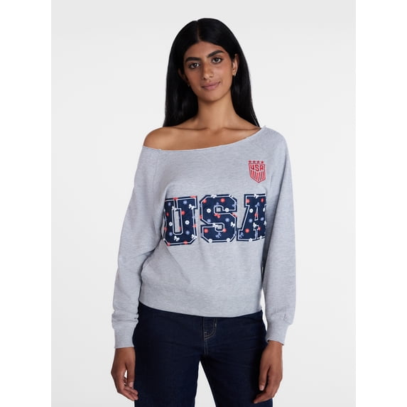 U.S. Soccer Federation Women's Americana World Cup Off Shoulder Sweatshirt, Sizes XXS-XXL