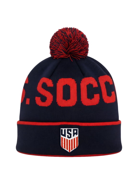 Officially Licensed U.S. Soccer Pom Beanie - Premium Soft Knit Winter Hat for U.S. Soccer Fans, Warm Soccer Fan Gear