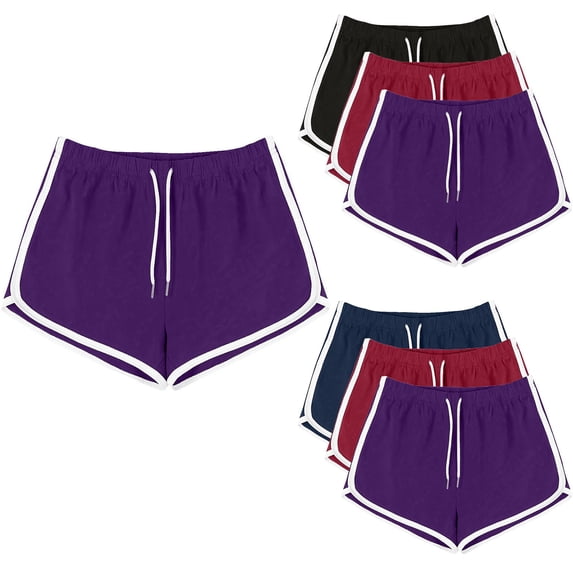 USSUMA 3-Pack Womens Solid Drawstring Pocket Casual Sports Shorts Multipack Elastic Waist Pull‑On Breathable Quick‑Dry Fabric Comfortable for Yoga Running Gym and Everyday Wear, 3-Pack, Activewear