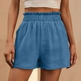 thumbnail image 1 of USSUMA Up to 50% off Womens Shorts Casual Solid Color Bermuda Pull-on Ribbed High Waist Wide Leg Leisure with Pocket Loose Flowy Short Pants Regular Fit Flowy Shorts for Go Shopping Sky Blue M, 1 of 6
