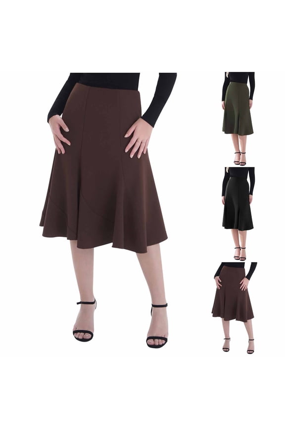 A-Line High-Waist Patchwork Pleated Skirt Fish-Tail Hem Draped Panels Elastic Back Flattering Silhouette For Work Weekend Photoshoots And Date Night Styling