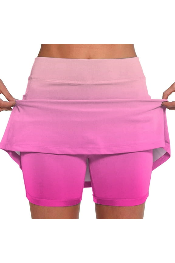 Athletic Shorts for Women Gradient Prints Bike Elastic Band Fashionable Skinny Skirt Pants Lounge Mid Waist Sports Delightful Shorts Leggings Semi Fit Shorts for Women Pink M