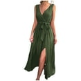thumbnail image 1 of USSUMA Beach Dresses for Women Casual Summer High Slit Loose Flowy Maxi Long Sun Dress Solid Sleeveless Plus Sundresses V Neck Vacation Dress Wedding Guest, 1 of 8