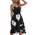 thumbnail image 1 of USSUMA Beach Dresses for Women Casual Summer Pleated Flowy Swing Midi Sun Dress Floral Print Sleeveless Plus Sundresses V Neck Vacation Dress Wedding Guest, 1 of 4