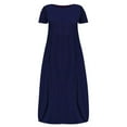 thumbnail image 1 of USSUMA Beach Dresses for Women Casual Summer Plus Size Maxi Dress for Womens Short Sleeve Loose Plain Empire Waist Long Dresses Casual Crewneck Beach Party Sundress, 1 of 5