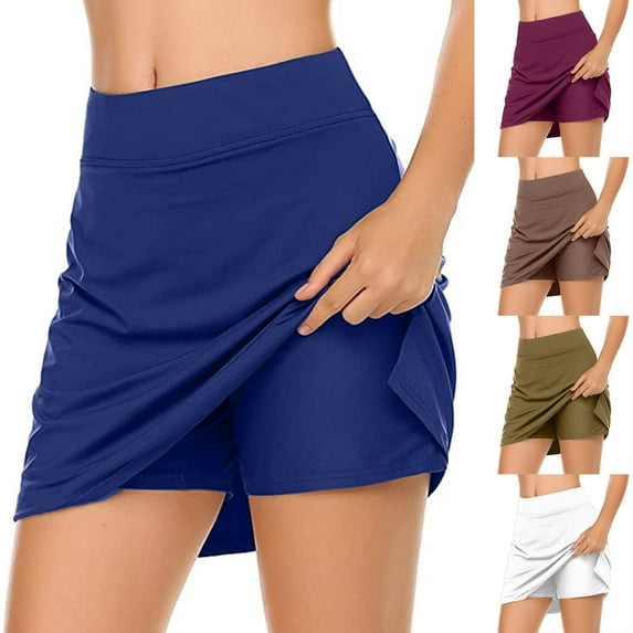 USSUMA Bermuda Shorts for Women Solid Color Running Pull-on Elastic Quick Dry Skinny Shorts Skirts Lounging Mid Waist Sports Moisture Wicking Shorts Leggings Semi Fit Summer Shorts Army Green L