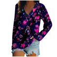 thumbnail image 1 of USSUMA Blouses for Women Casual Fall, Women Junior Pullover Top Long-Sleeves V Neck Soft Autumn Plus Size Tee Shirt Loose Tunic Blouse and Tops Colorful Leopard Printed Tunics, 1 of 4