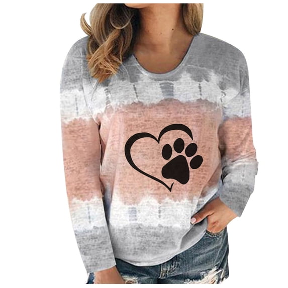 USSUMA Blouses for Women Casual, Women Fall Winter Tops Tees Lightweight Fall Loose Fit Scoop Neck Long Sleeves Stylish Pullover Tops Lace Patchwork Striped Pattern Tee Teen Girls Tunic