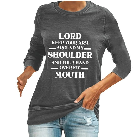 USSUMA Blouses For Women - Fashion Classic Fit Casual Womens Tops Dressy Casual Round Neck Long Sleeves Ladies Fall Winter Tops Shirts Color Block Linen Sunflower Pattern Tee Tops