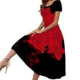 thumbnail image 1 of USSUMA Boho Dress for Women, Women's Vintage Floral Flared A-Line Swing Party Dresses Casual Summer Rose Printed Short Sleeve Long Maxi Dresses, 1 of 8