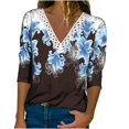 thumbnail image 1 of USSUMA Boho Tops for Women Gradient Floral Print Women Tops Long Sleeve V Neck Loose Fit Women Blouses and Tops Fashion, 1 of 5