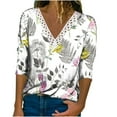 thumbnail image 1 of USSUMA Boho Tops for Women Gradient Floral Print Women Tops Long Sleeve V Neck Loose Fit Women Blouses and Tops Fashion, 1 of 5