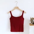 thumbnail image 1 of USSUMA Camisole Tops for Women Summer Tops for Women 2025 Women's New Shoulder Strap with Breast Pad Top Women's Base Shirt Solid Color Blouse Festive Fashion Womens Tops Solidcolor, 1 of 2
