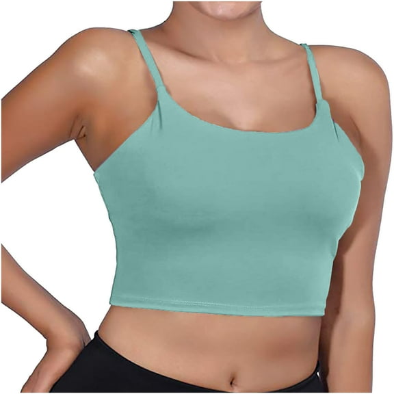 USSUMA Camisole Tops for Women Womens Summer Tops Fashion Women Sleeveless Casual Vest Ladies Chest Pad Short Tank Tops Festival Gift Womens Tops Solidcolor