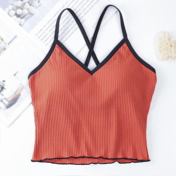 USSUMA Camisole Tops for Women Womens Tank Tops Women's Open Navel Suspender Vest for Girls' Underpants V-Neck Suspender Vest Online Shopping Womens Tops