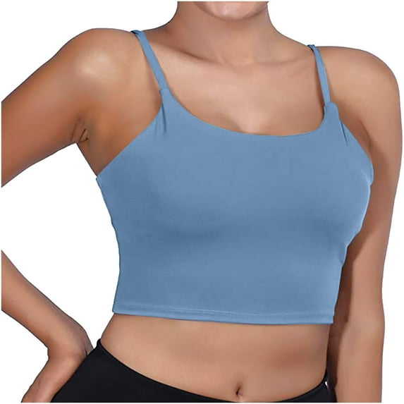 USSUMA Camisole Tops for Women Workout Tops for Women Fashion Women Sleeveless Casual Vest Ladies Chest Pad Short Tank Tops 50% Off Clear Womens Tops Solidcolor