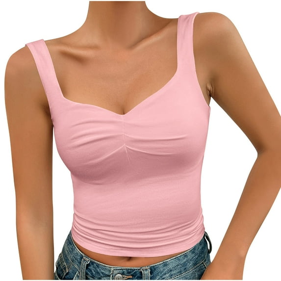 USSUMA Camisole Tops for Women Workout Tops for Women Fashion Women Sleeveless Garment Comfortable Breathable Round Neck Blouses Tops Holiday Deals Womens Tops Solidcolor