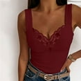 thumbnail image 1 of USSUMA Camisole Tops for Women Workout Tops for Women Fashion Sexy Womens V-Neck Patchwork Lace Short Camis Tops Vest Up to 65% Off Womens Tops, 1 of 6