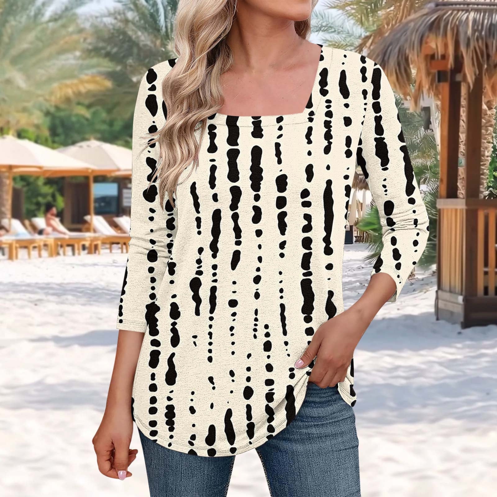 Cropped 3/4 Sleeve 'Buff' Shirt