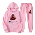 thumbnail image 1 of USSUMA Christmas Womens Track Suits 2 Piece Set Womans Hoodies Long Sleeved Pullover Sweatpant Outfits Pocket Drawstring Print Tracksuit Stretch Waist Trendy Jogger Sets Oversized Sport Fall Suit, 1 of 5