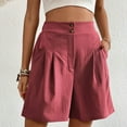 thumbnail image 1 of USSUMA Clearance Sale Shorts for Women Trendy Solid Color Clasp 2025 New Linen Loose Comfy Plus Size High Waist Stylish Shorts Wide Legs Loose Fit Summer Shorts for Office Red Xl, 1 of 3