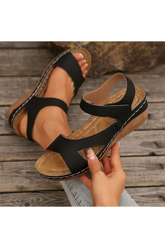 Comfortable Sandals for Women Fashion Women Casual Round Head Comfy Thick-soled Sandals Beach Casual Shoes Airplane Travel Comfort Slides 50% off Clear