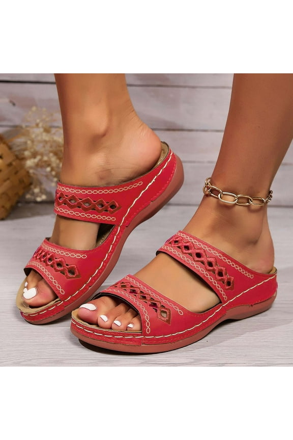 Comfortable Sandals for Women Women's Fashionable Casual Comfortable and Versatile Spring and Summer New Large-Size Wedge-Heeled Sandals Women's Everyday Slide Sandals 50% off Clear