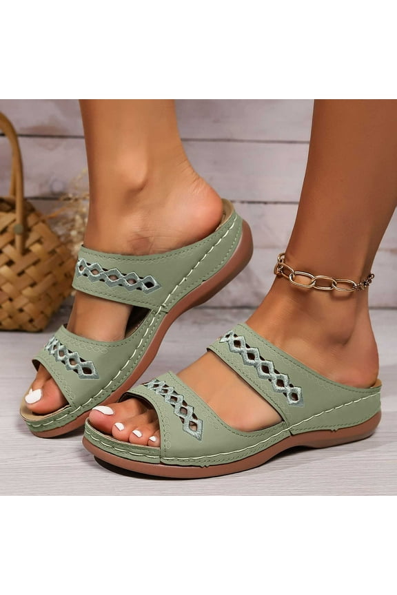 Comfortable Sandals for Women Women's Fashionable Casual Comfortable and Versatile Spring and Summer New Large-Size Wedge-Heeled Sandals Women's Everyday Slide Sandals up to 50% Off