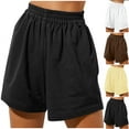 thumbnail image 1 of USSUMA s Biker Shorts Women Solid Color Pull-on Loose Elastic Mid Waist Oversized with Pocket Hollow Out Split Fashion Shorts Wide Legs Regular Fit Flowy Shorts for Dating Beige L, 1 of 6