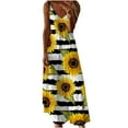 thumbnail image 1 of USSUMA Dress for Women Wedding Guest, Women's Dresses Sunflower Print Spaghetti Strap V Neck Boho Long Maxi Dress Summer Beach Flowy Ethnic Sundress, 1 of 5